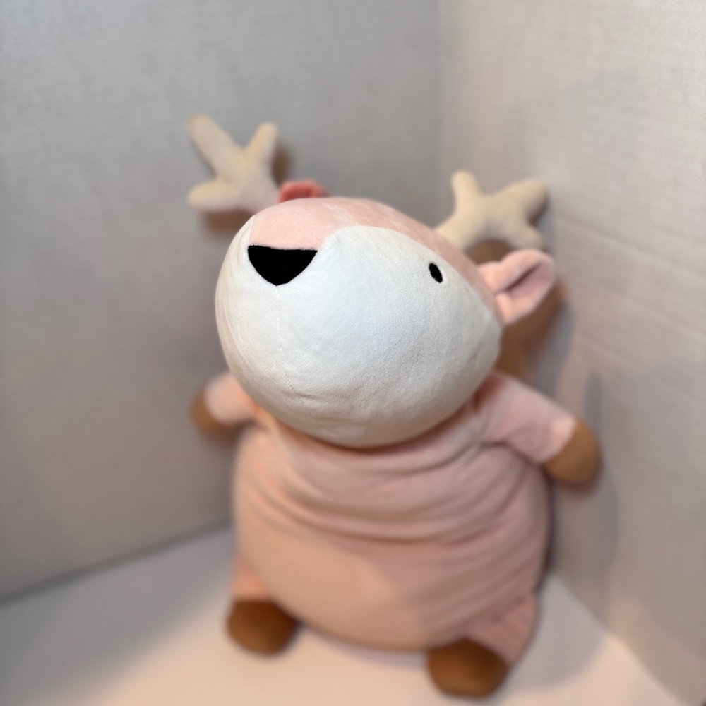 Pillowfort Pink Weighted Reindeer Plush – Soft & Cuddly 13”